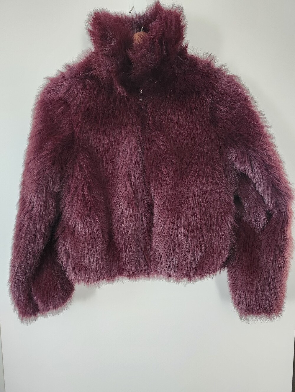 NWT Abercrombie Girl's Burgundy Soft Plush Jacket Coat Cozy Winter Glam 13/14